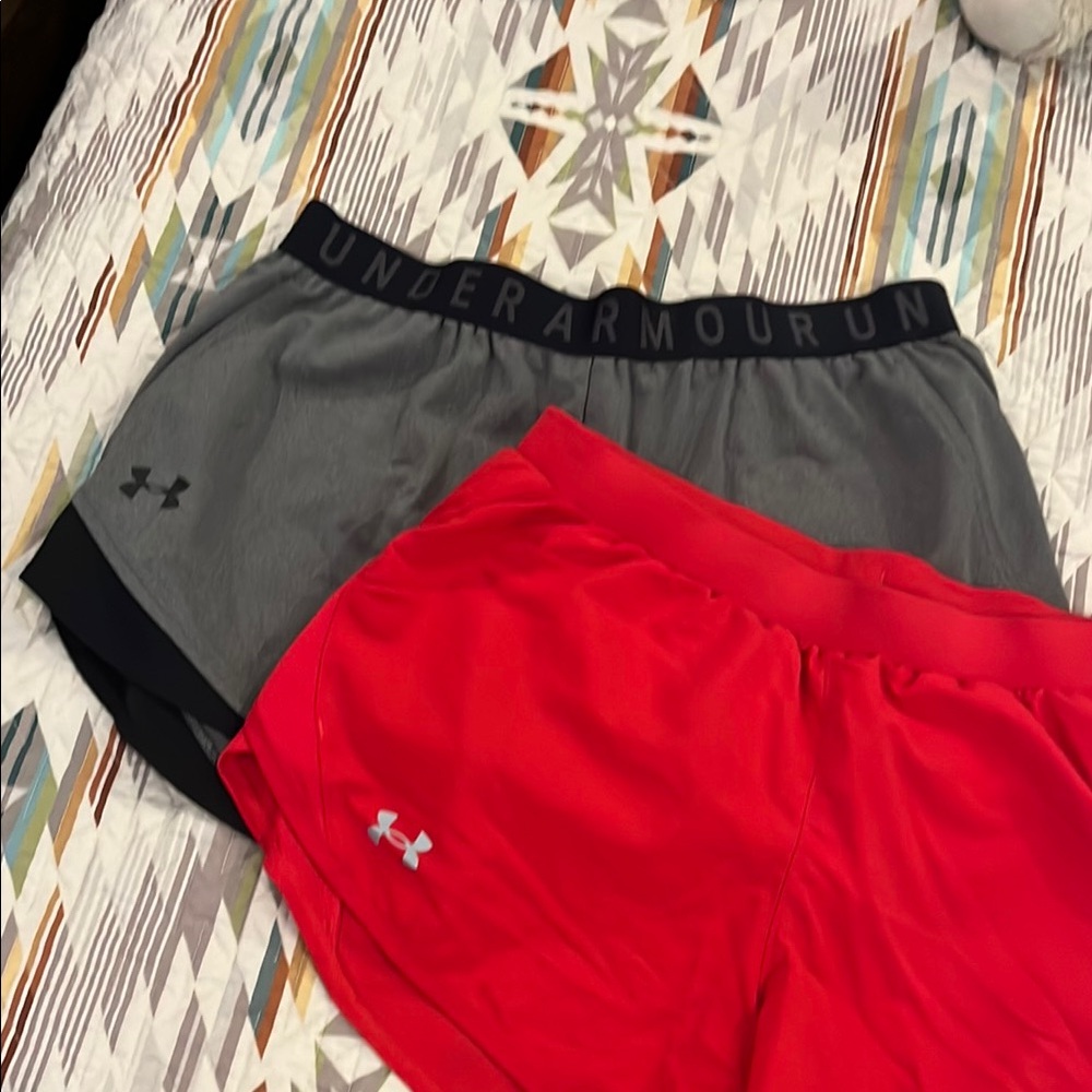 Under Armour Black and Red Athletic Shorts